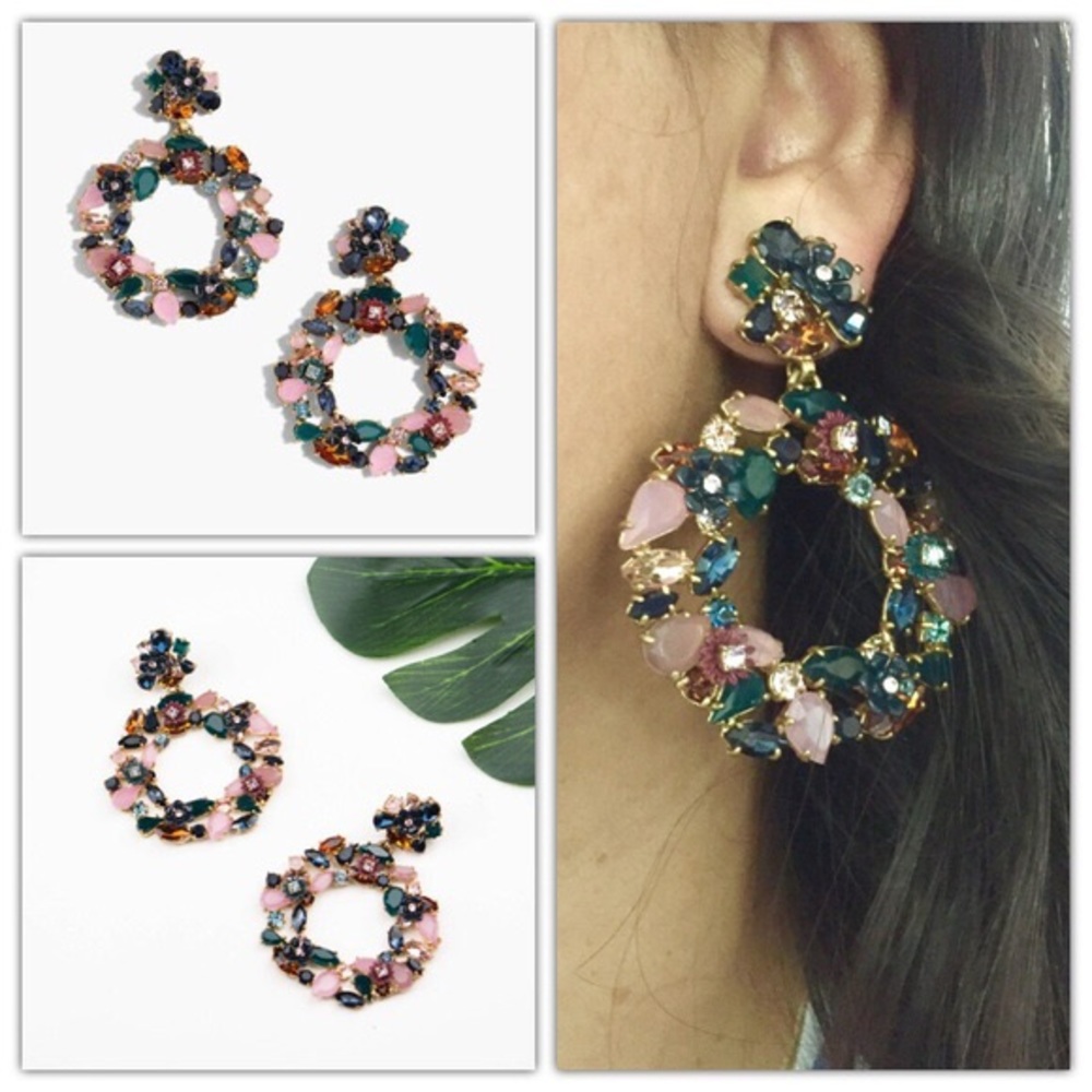 J crew jewel tone hoop earrings